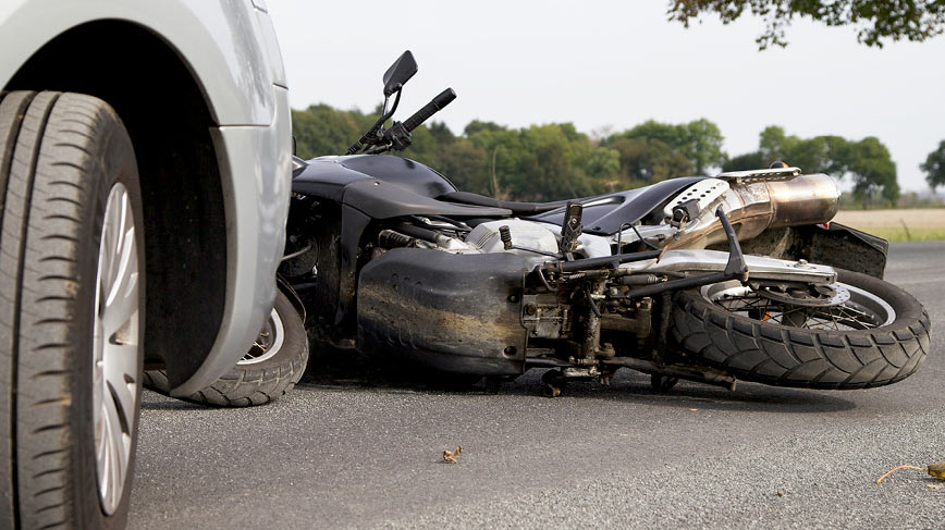Motorcycle collision with car